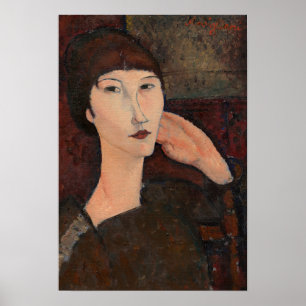 Póster Mujer con el pelo Bangs de Amedeo Modigliani