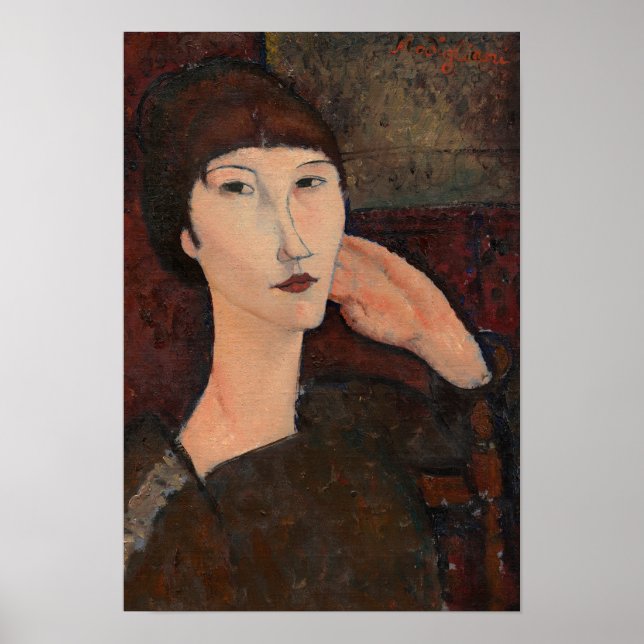 Póster Mujer con el pelo Bangs de Amedeo Modigliani (Frente)
