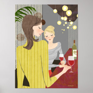 Póster Mujer con el vino