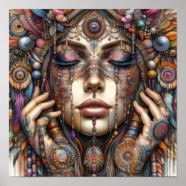 Póster Mujer con elaborada fundamentación de inspiración 