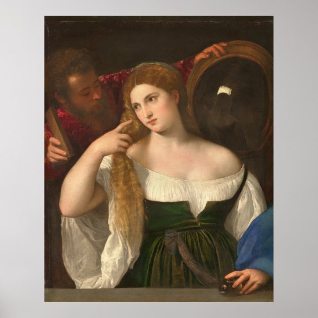 Póster Mujer con espejo de titiana (Frente)