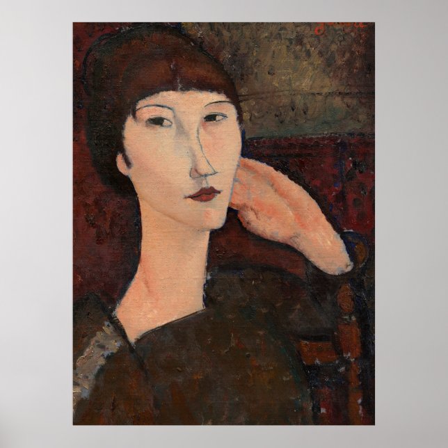 Póster Mujer con flequillo por Amedeo Modigliani (Frente)