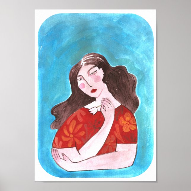 Póster Mujer con Flor (Frente)