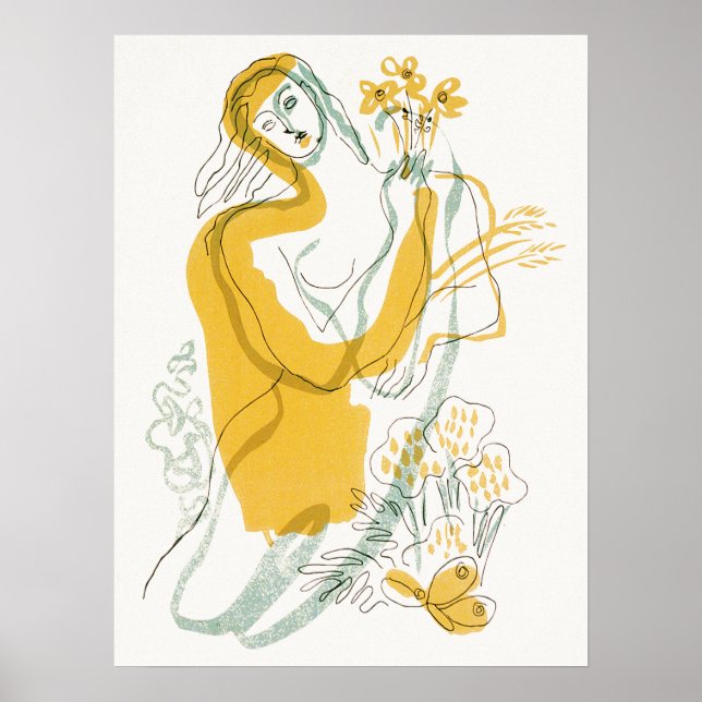 Póster Mujer con flores (Frente)