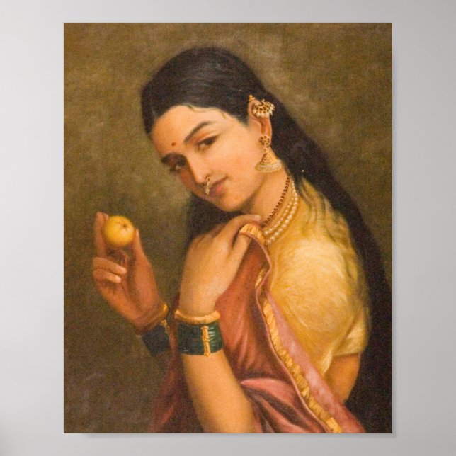 Póster Mujer Con Fruta De Raja Ravi Varma (Frente)