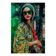 Mujer con gafas de sol verdes