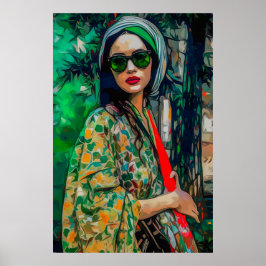 Póster Mujer con gafas de sol verdes