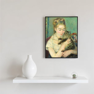 Póster Mujer con gato, Bella Artes Auguste Renoir