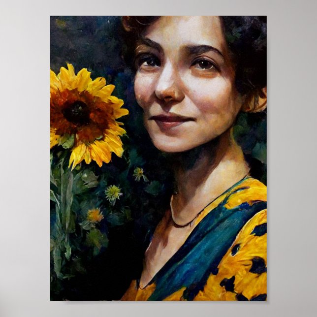 Póster Mujer Con Girasol (Frente)