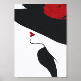 Póster Mujer Con Gorra Negro Vintage Minimalista