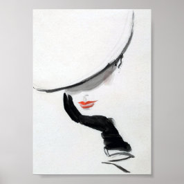 Póster Mujer Con Guante Negro Vintage Minimalista