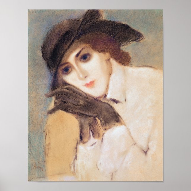 Póster Mujer con guantes negros (Frente)