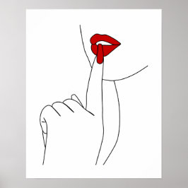 Póster Mujer Con Labios Rojos Y Pintura De Uñas Rojas