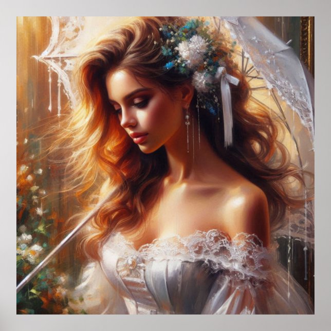 Póster Mujer con paraguas (Frente)