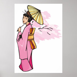 Póster Mujer Con Paraguas