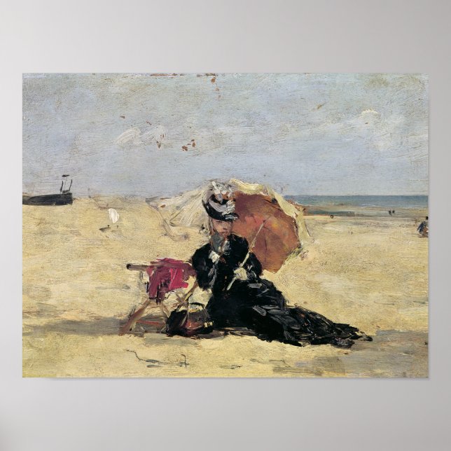 Póster Mujer con Parasol en la playa, 1880 (Frente)