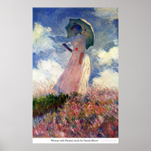 Póster Mujer con Parasol, estudio de Claude Monet