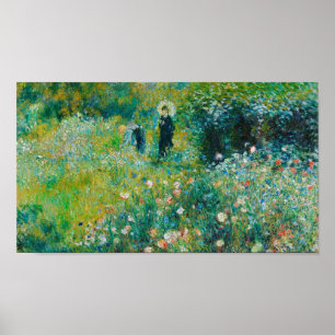 Póster Mujer con Parasol, Jardín, Renoir