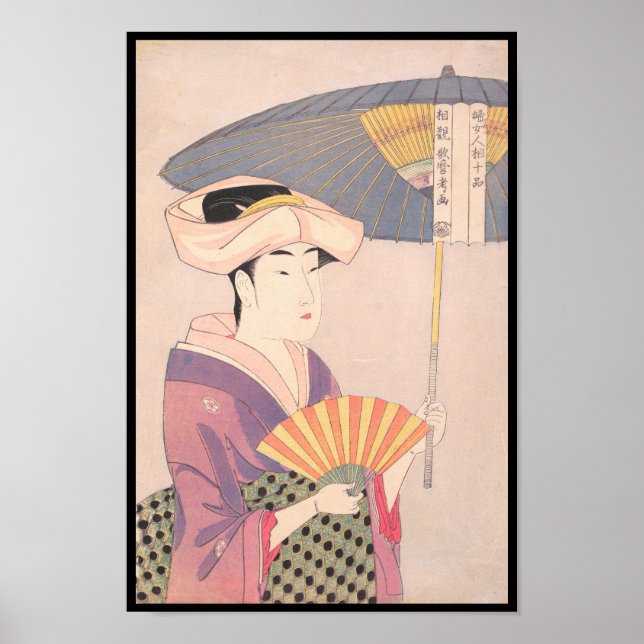 Póster Mujer con Parasol Kitagawa Utamaro japonesa (Frente)