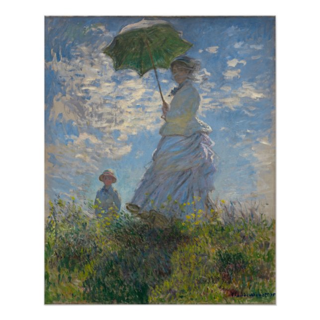Póster Mujer con parasol - Madame Monet y su hijo (Anverso)