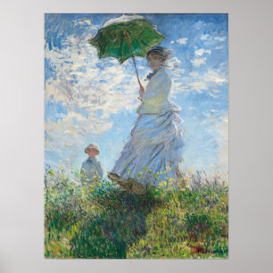 Póster Mujer con Parasol, Madame Monet y su hijo
