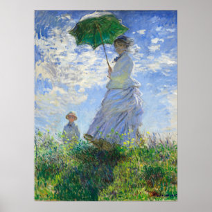Póster Mujer con Parasol, Madame Monet y su hijo