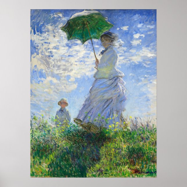 Póster Mujer con Parasol, Madame Monet y su hijo (Frente)