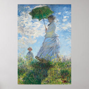 Póster Mujer con Parasol, Madame Monet y su hijo