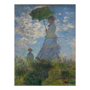 Póster Mujer con parasol - Madame Monet y su hijo