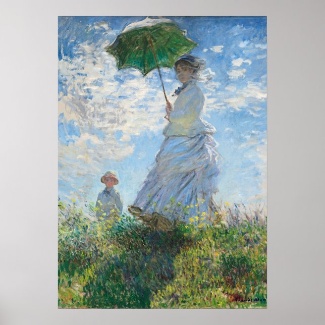 Póster Mujer con Parasol, Madame Monet y su hijo (Frente)