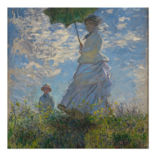 Póster Mujer con parasol - Madame Monet y su hijo