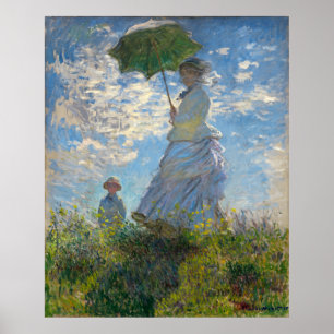 Póster Mujer con parasol - Madame Monet y su hijo