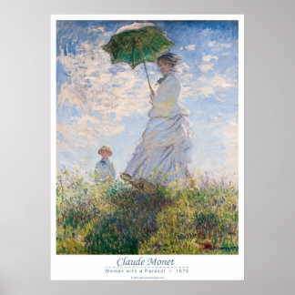 Póster Mujer con parasol - Madame Monet y su hijo