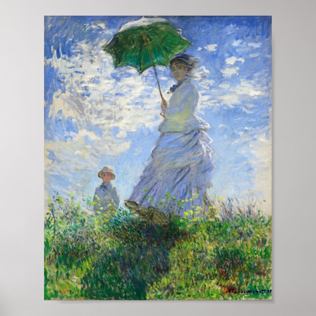 Póster Mujer con Parasol, Madame Monet y su hijo (Frente)