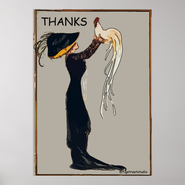 Póster Mujer con pollo, editar texto (Frente)