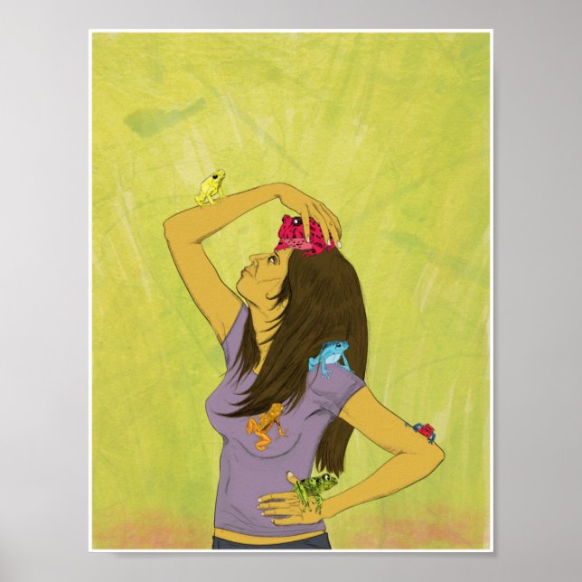 Póster Mujer con ranas 8.5x11 (Frente)
