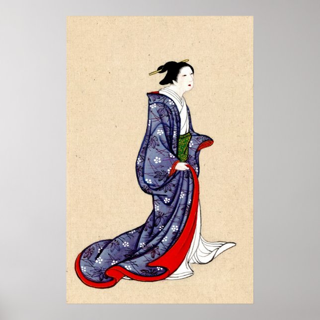 Póster Mujer con robo y Kimono 1878 (Frente)