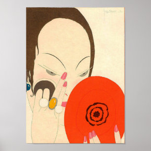 Póster MUJER CON ROJO ESPEJO ROJO Deco Belleza Moda Maqui