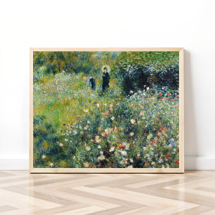 Póster Mujer con sombrilla en un jardín por Auguste Renoi