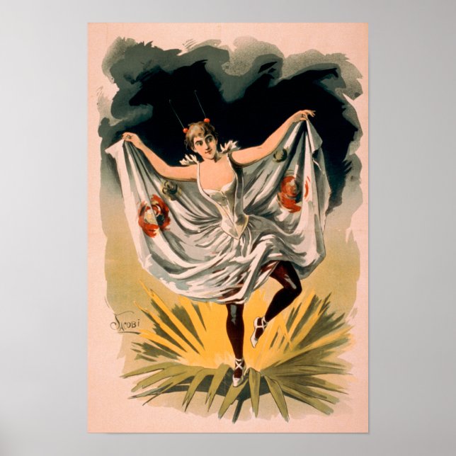 Póster Mujer con traje de baile en Poster de flores (Frente)