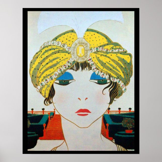 Póster MUJER CON TURBANTE AMARILLO ORIENTAL / Belleza Mod (Frente)