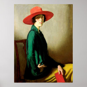 Póster Mujer con un Gorra rojo