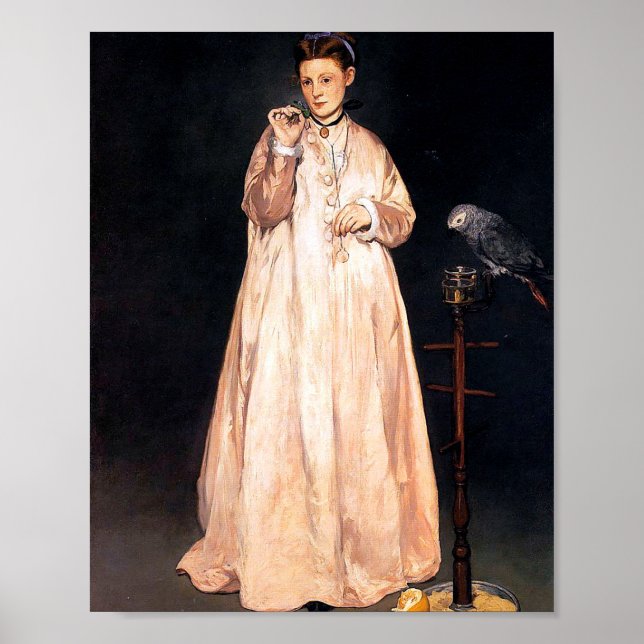 Póster Mujer con un loro de Édouard Manet (Frente)