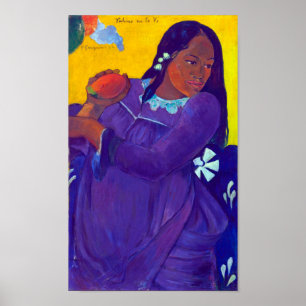 Póster Mujer con un mango, Gauguin