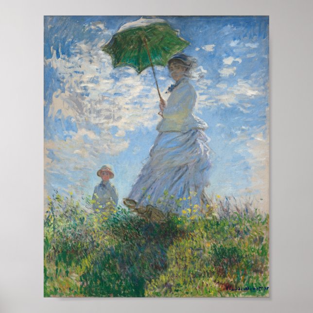 Póster mujer con un monet de madame parasol y su hijo (Frente)