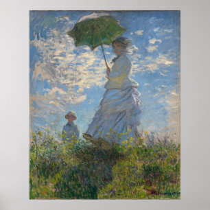 Póster Mujer con un Parasol Paisaje Francés