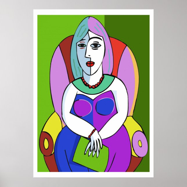 Póster Mujer Con Una Tableta (Frente)