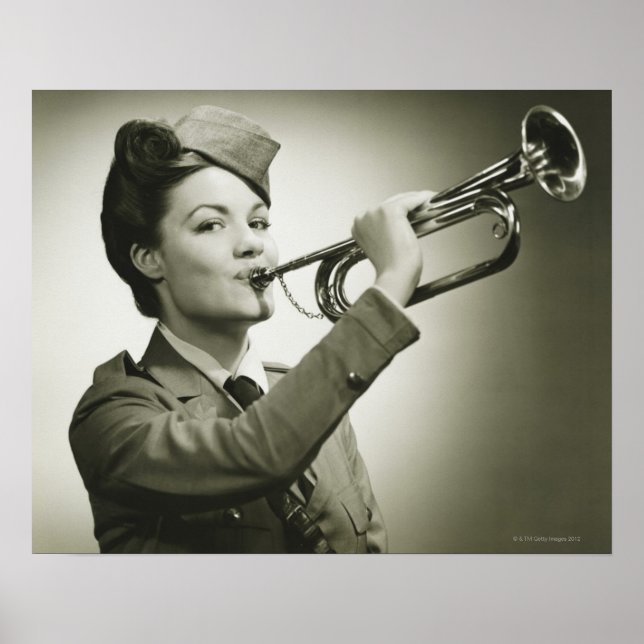 Póster Mujer con uniforme de soldado (Frente)