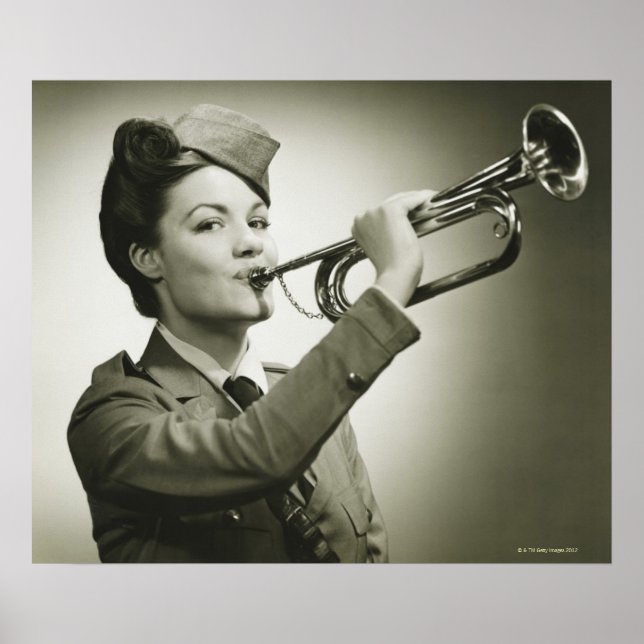 Póster Mujer con uniforme de soldado (Frente)