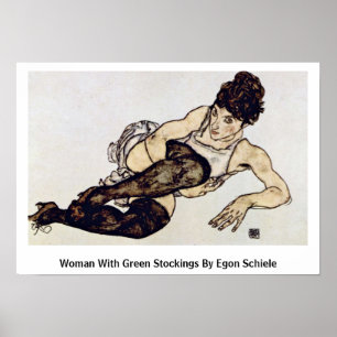 Póster Mujer Con Vallas Verdes De Egon Schiele